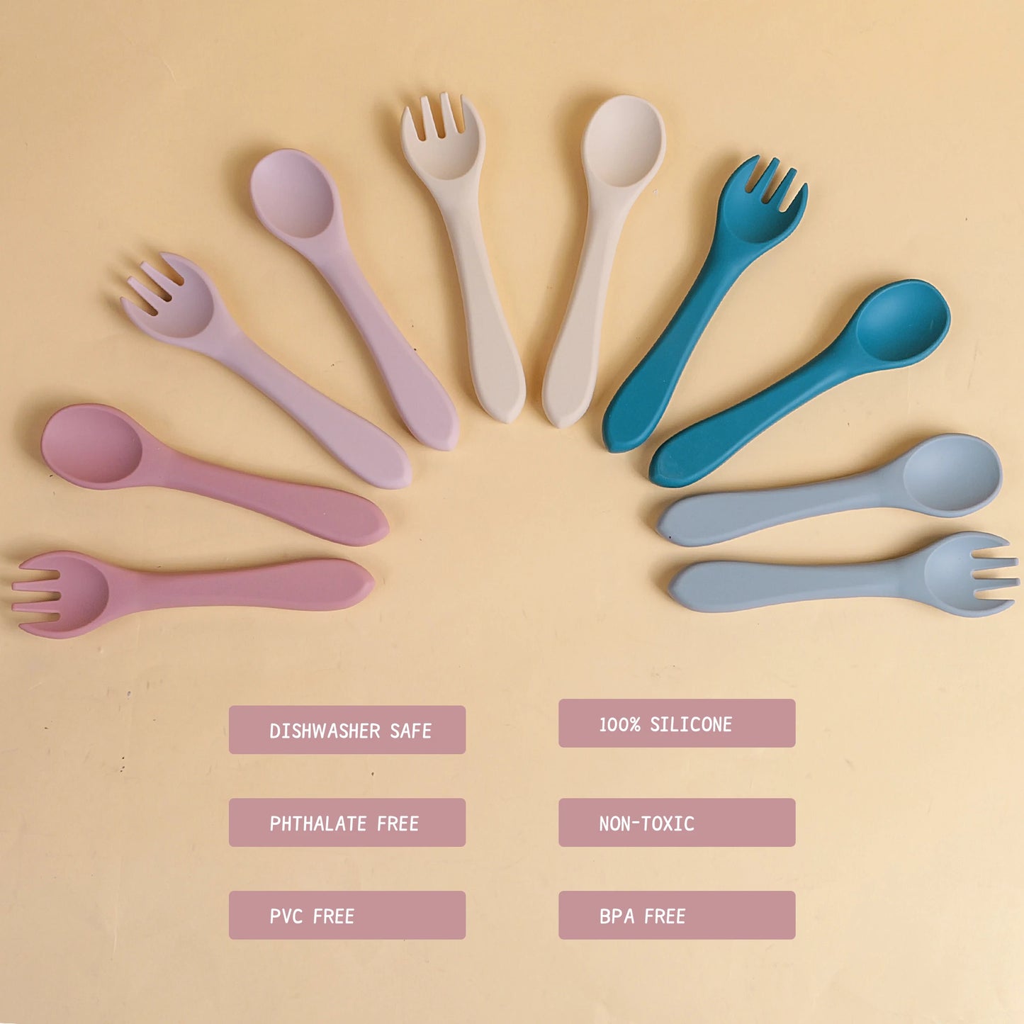 Soft Silicone Baby Spoon & Fork Set