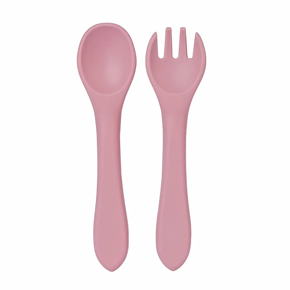 Soft Silicone Baby Spoon & Fork Set
