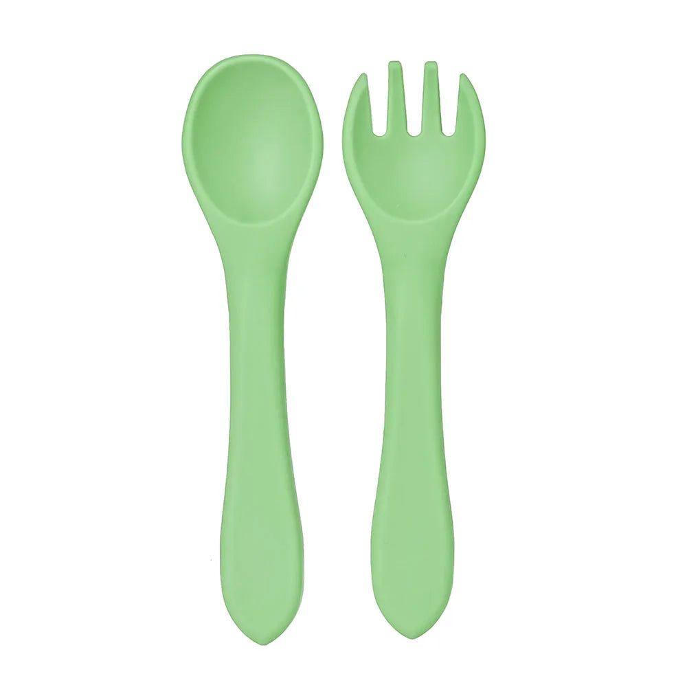 Soft Silicone Baby Spoon & Fork Set