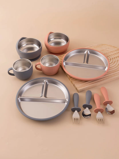 5PCS Stainless Steel & Silicone Baby Feeding Set