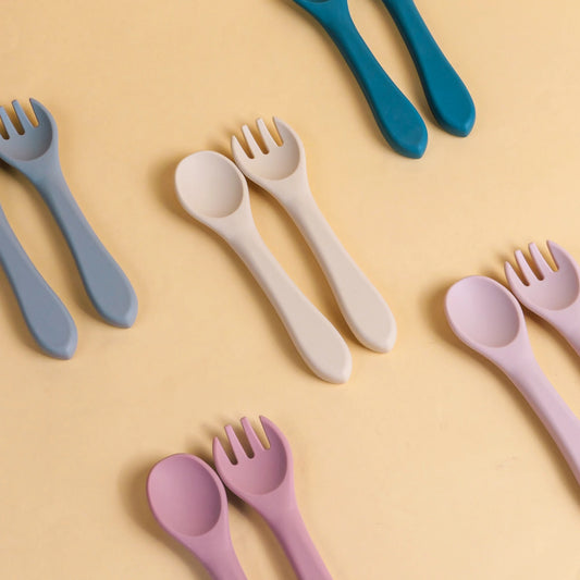 Soft Silicone Baby Spoon & Fork Set