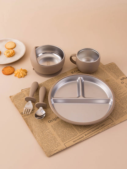5PCS Stainless Steel & Silicone Baby Feeding Set