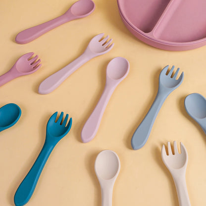 Soft Silicone Baby Spoon & Fork Set