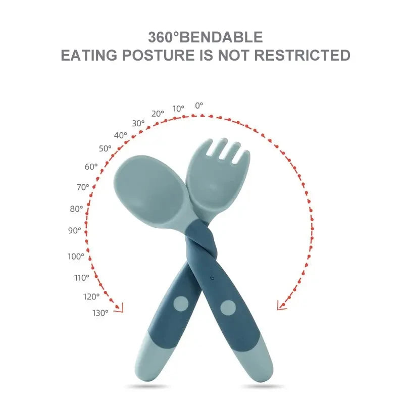 Flexible & Gentle Bendable Twist Baby Fork and Spoon Set